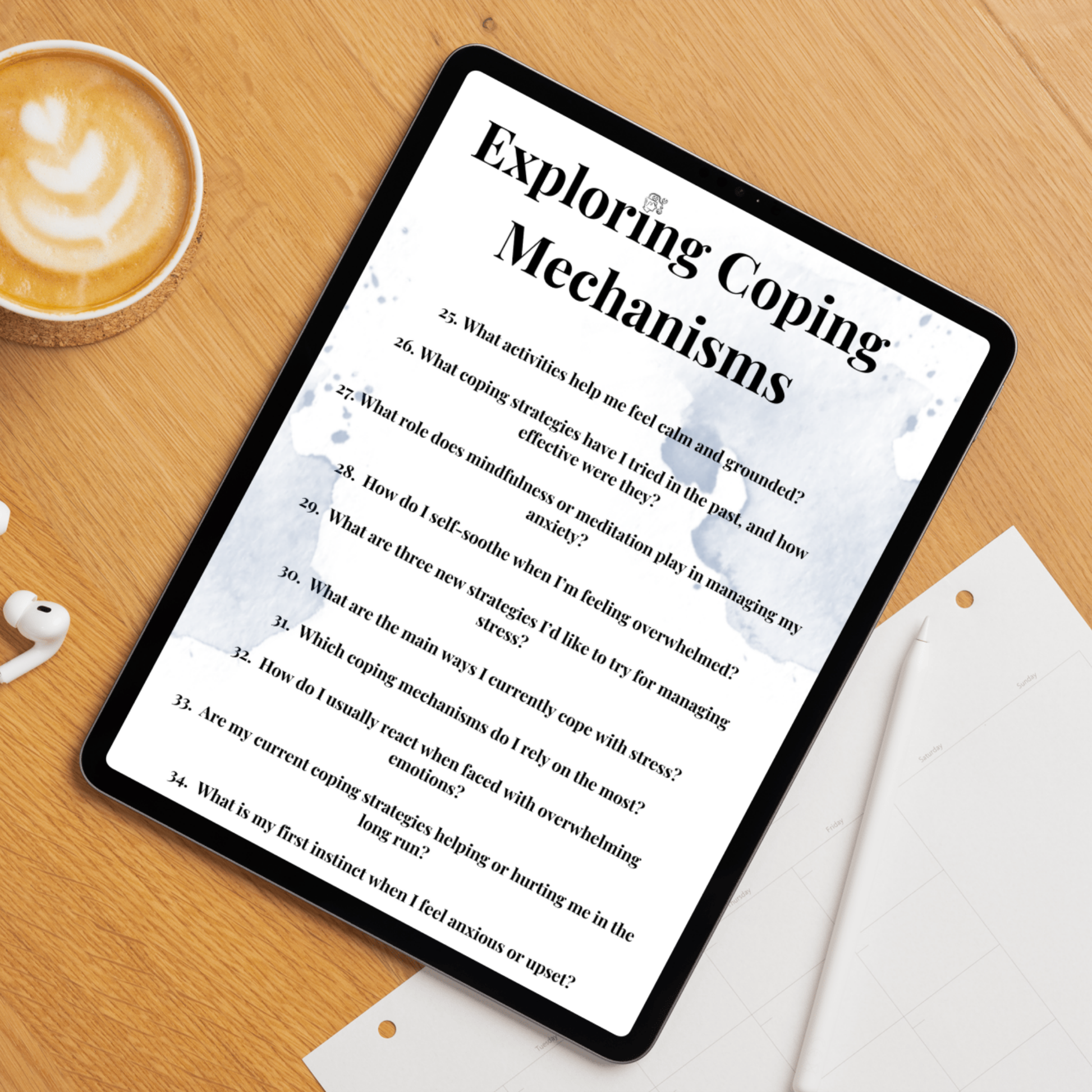 exploring coping mechanisms page from our journal prompts for managing anxiety and stress. this workbook contains 257 journal prompts and bonus material.