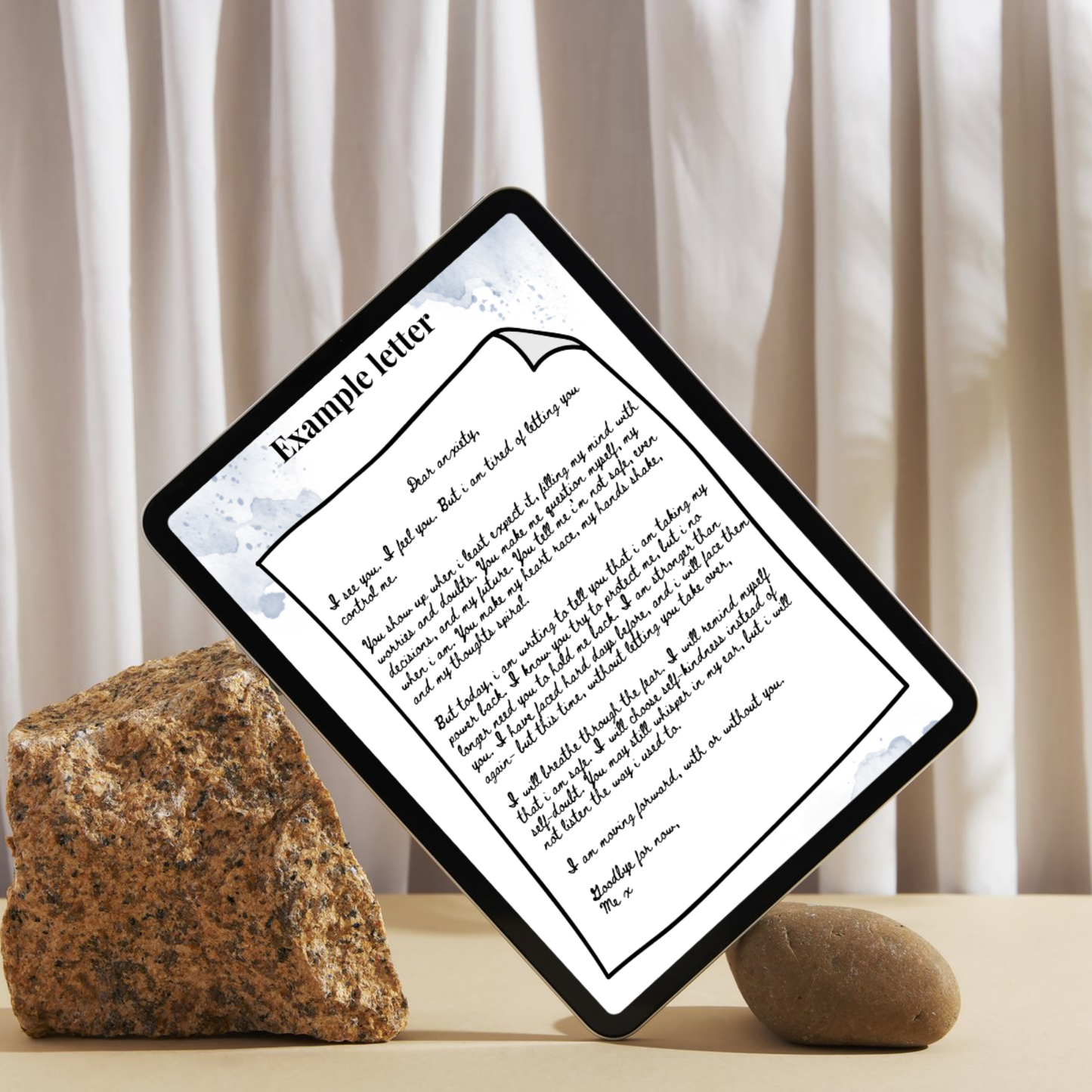 letter writing exercise page from our journal prompts for managing anxiety and stress. this workbook contains 257 journal prompts and bonus material.