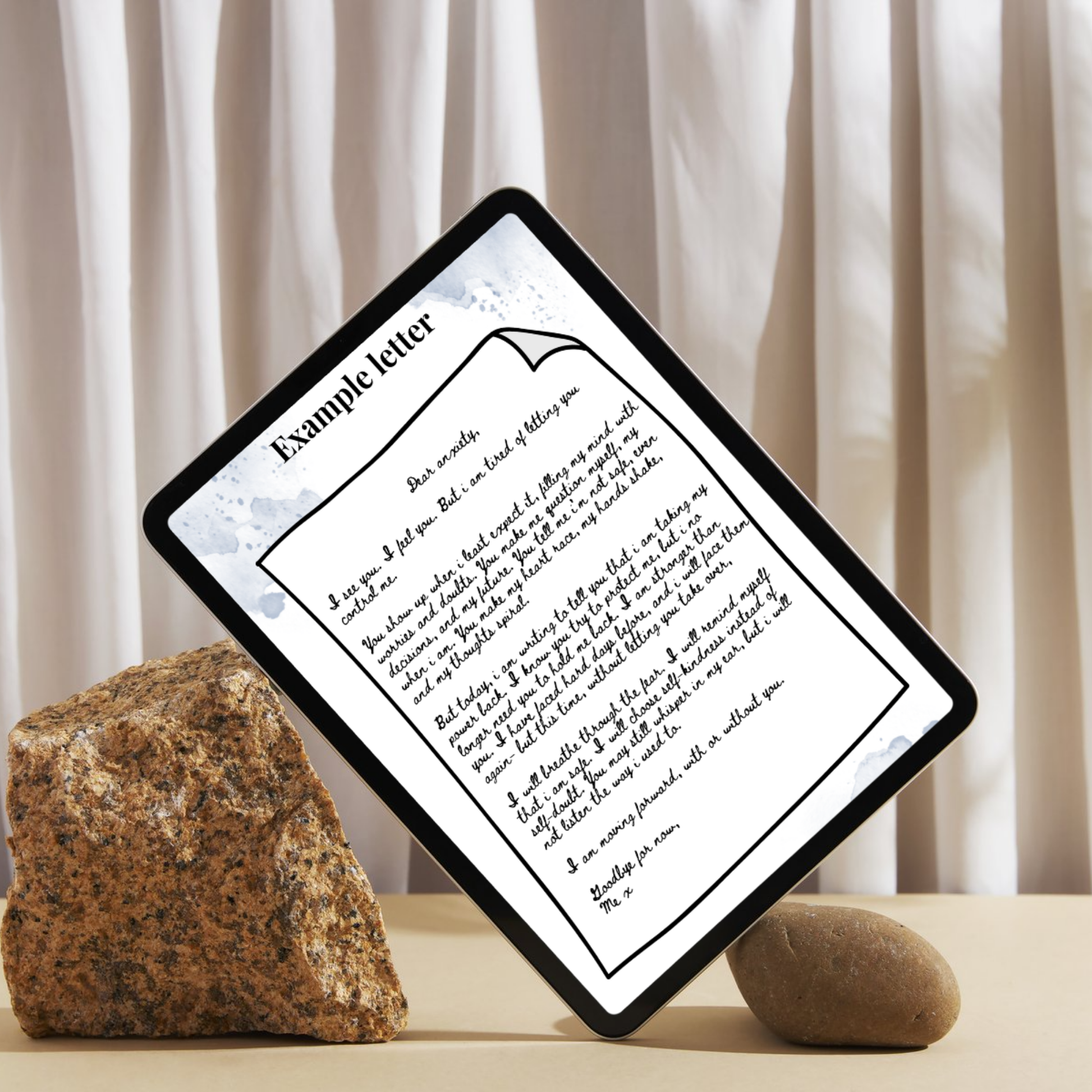 letter writing exercise page from our journal prompts for managing anxiety and stress. this workbook contains 257 journal prompts and bonus material.
