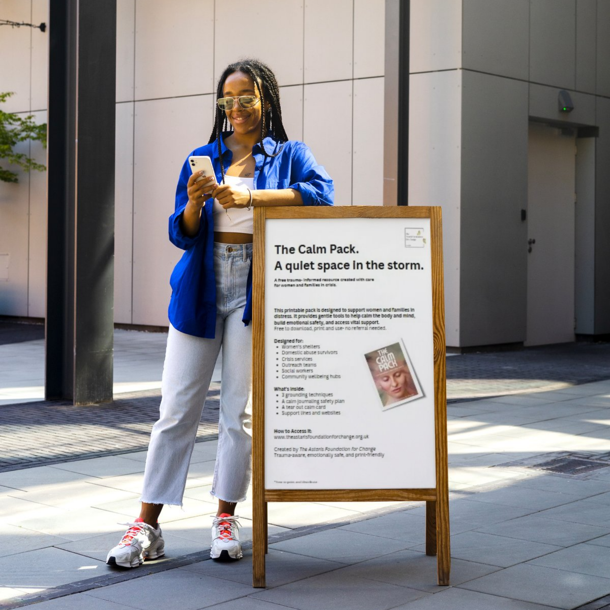 This image shows a mock up poster from our free digital download 'The Calm Pack'. This poster is for businesses to advertise the free mini pack.