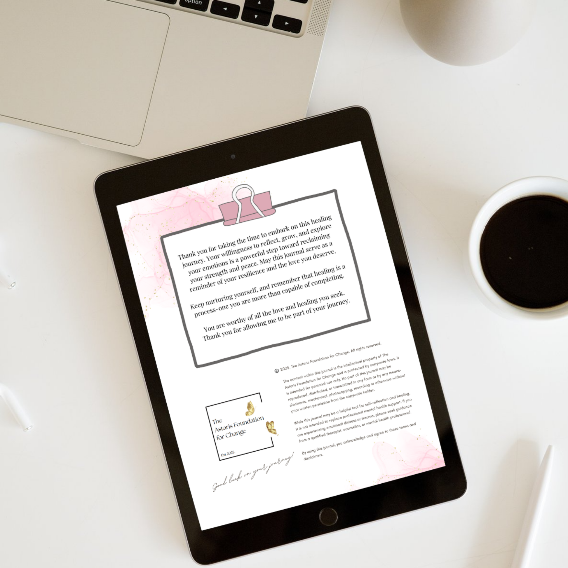 thank you page from our journal prompts for overcoming childhood trauma. this workbook contains 185 journal prompts and bonus material.
