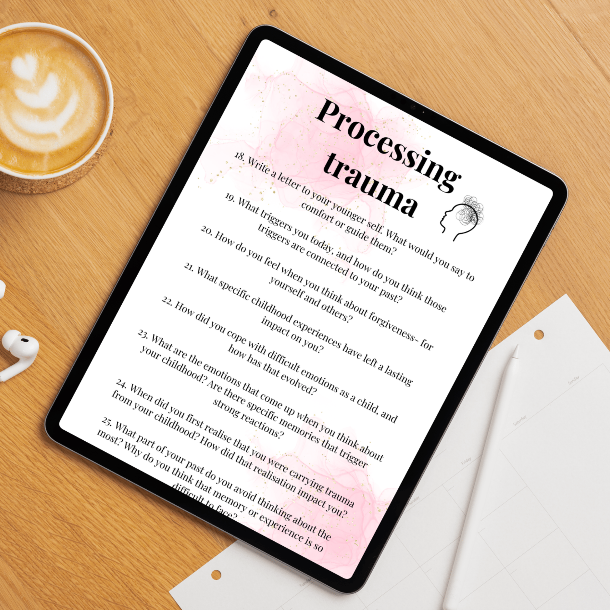 processing trauma page from our journal prompts for overcoming childhood trauma. this workbook contains 185 journal prompts and bonus material.