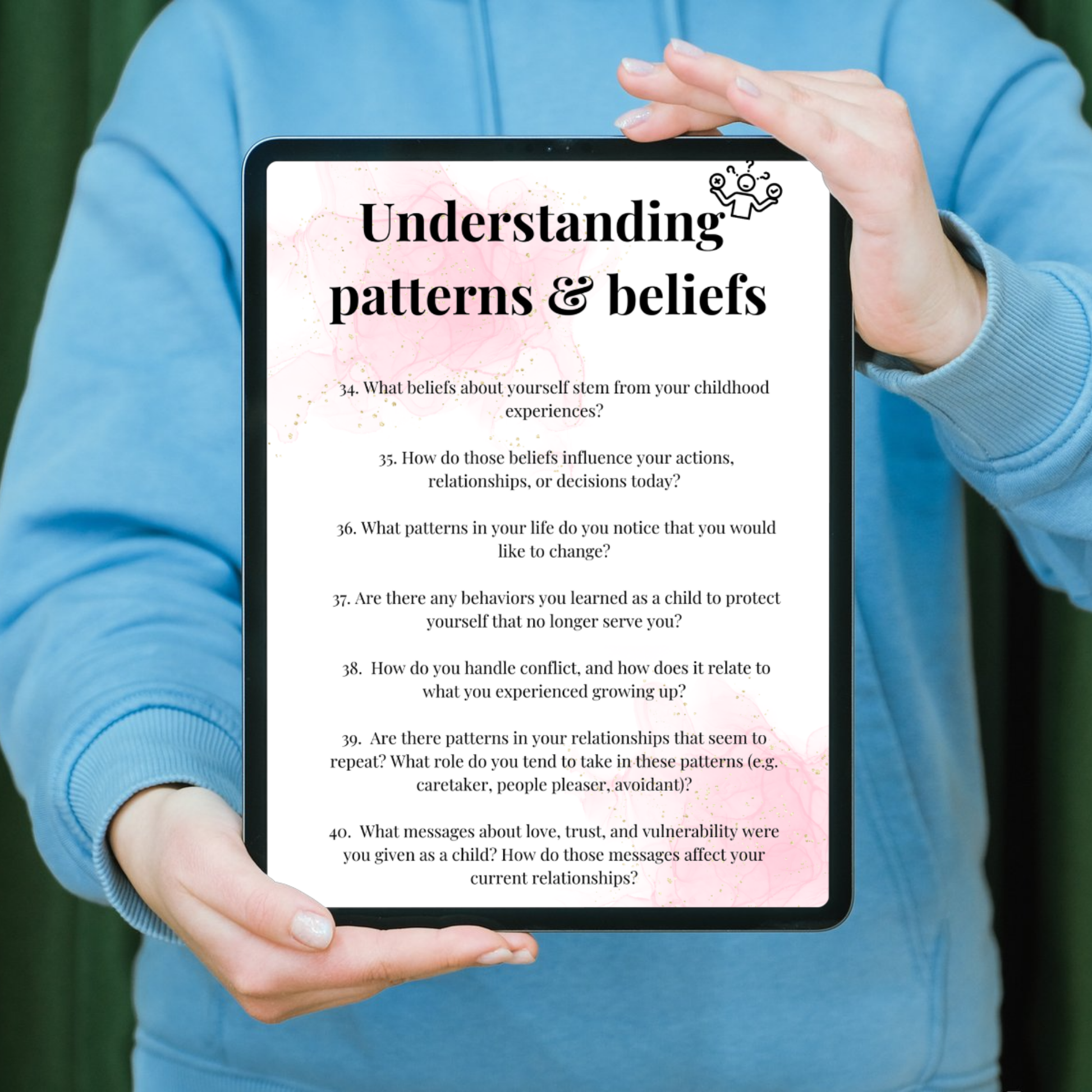 understanding patterns and beliefs page from our journal prompts for overcoming childhood trauma. this workbook contains 185 journal prompts and bonus material.