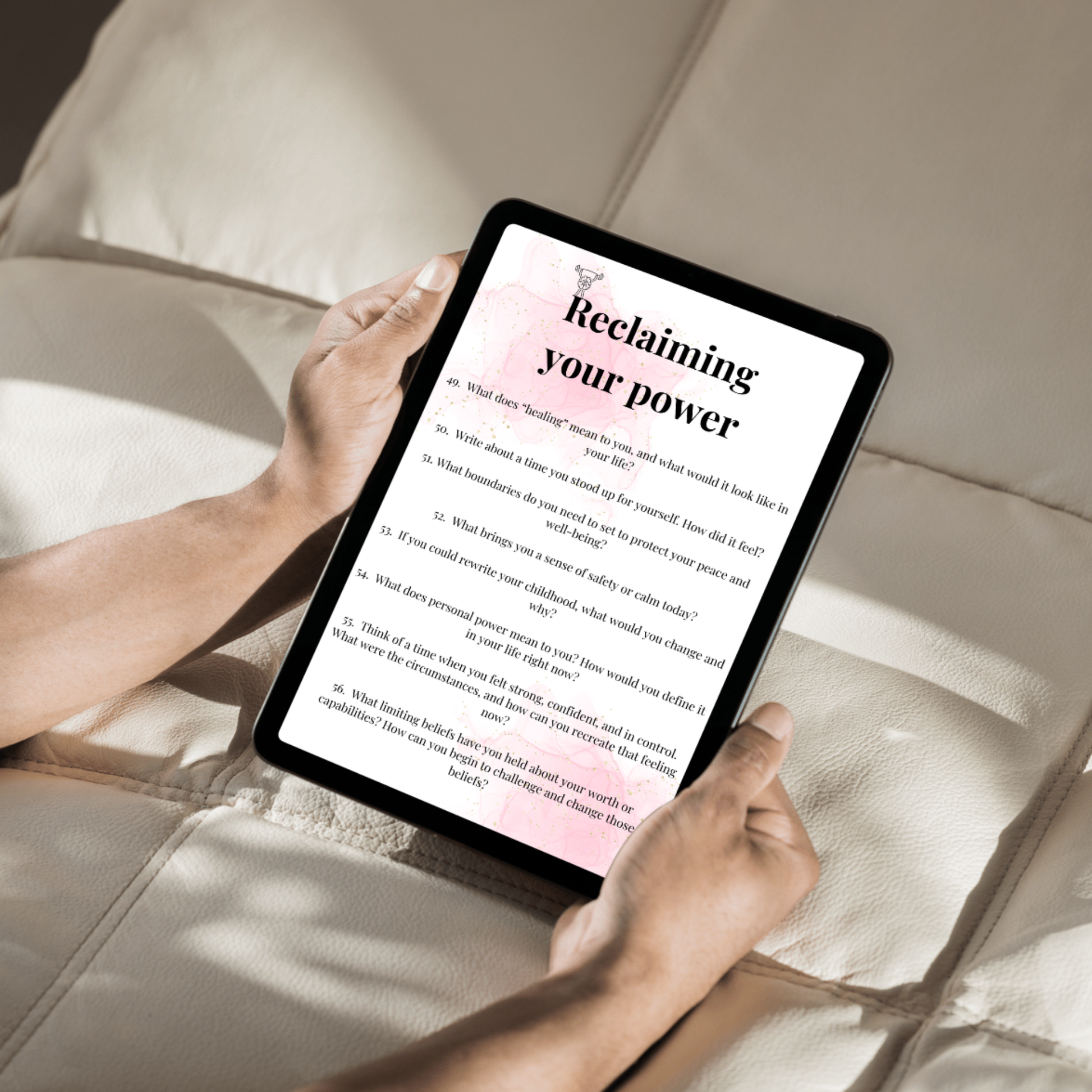 reclaiming your power page from our journal prompts for overcoming childhood trauma. this workbook contains 185 journal prompts and bonus material.