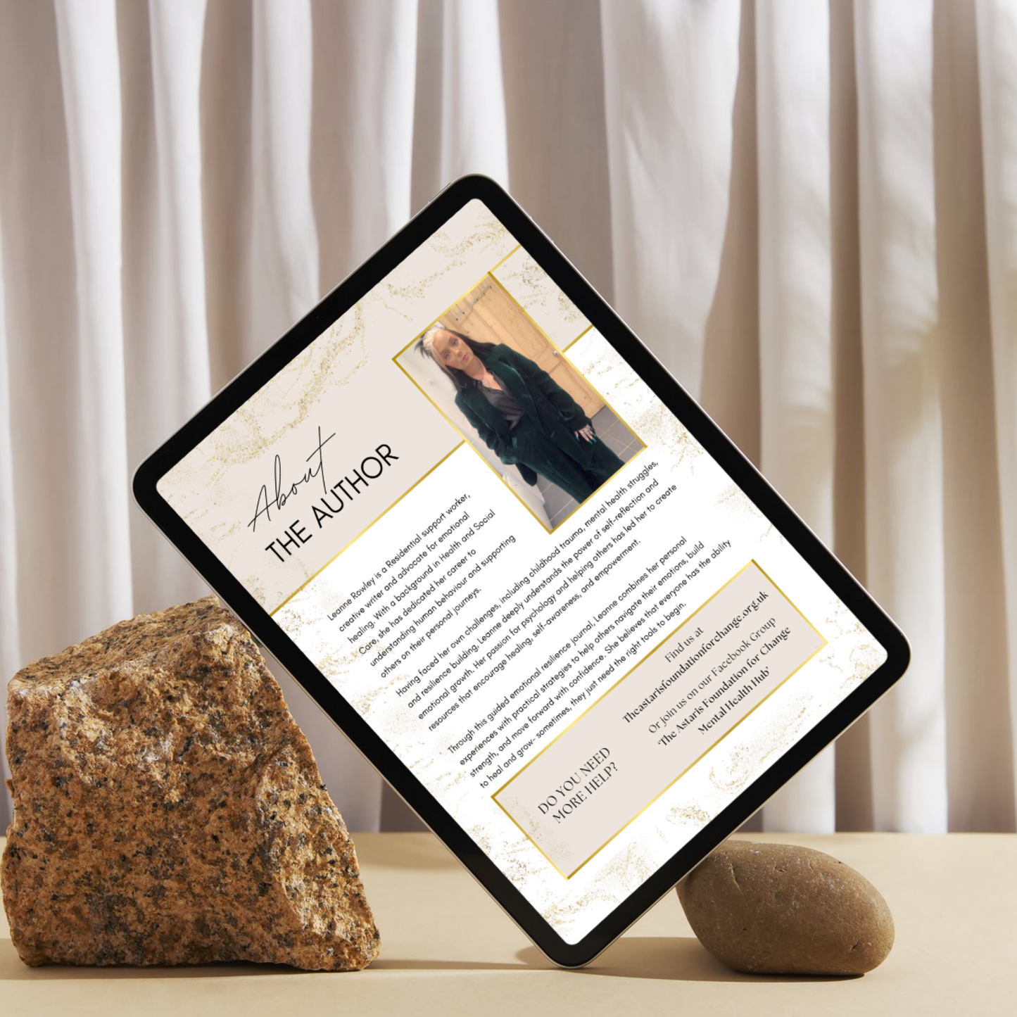 about the author page from our guided emotional resilience journal. this journal contains practical tools for emotional resilience, coping skills, boundary setting, crisis management and more.