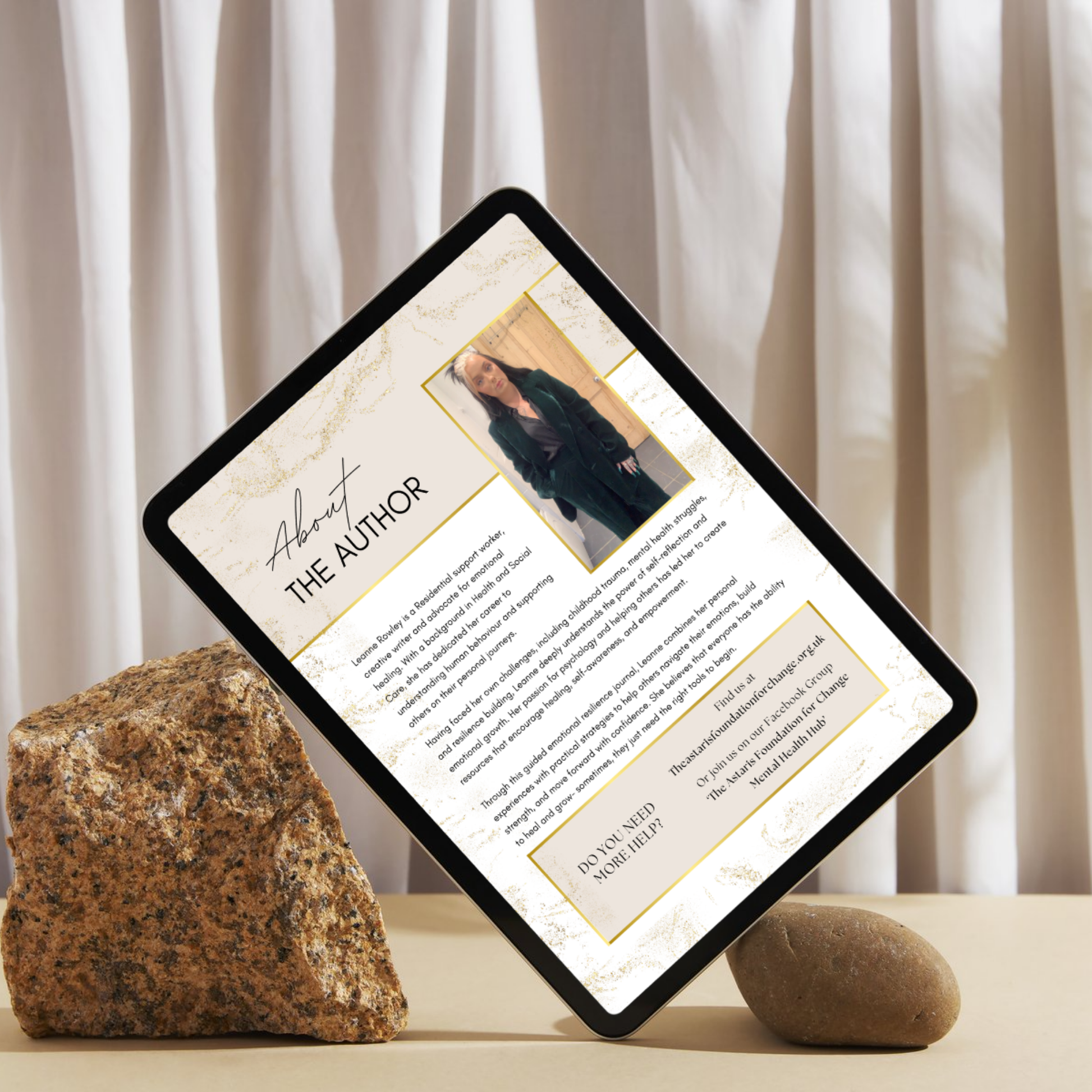 about the author page from our guided emotional resilience journal. this journal contains practical tools for emotional resilience, coping skills, boundary setting, crisis management and more.