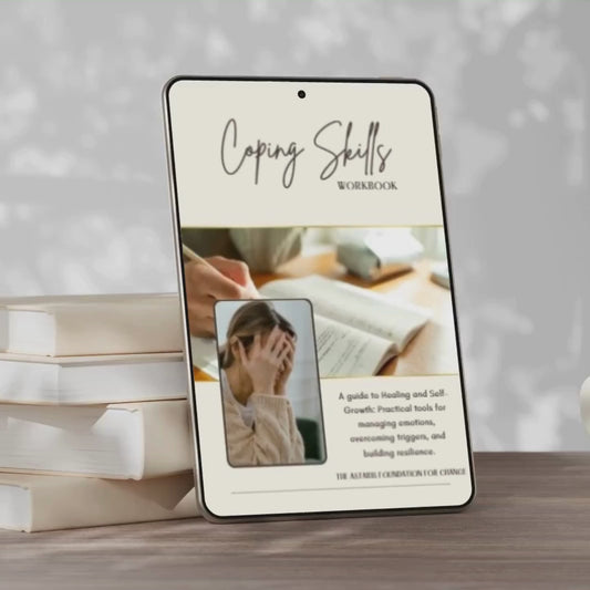 front cover from our coping skills workbook. this workbook contains practical tools for managing emotions, overcoming triggers and building resilience. 