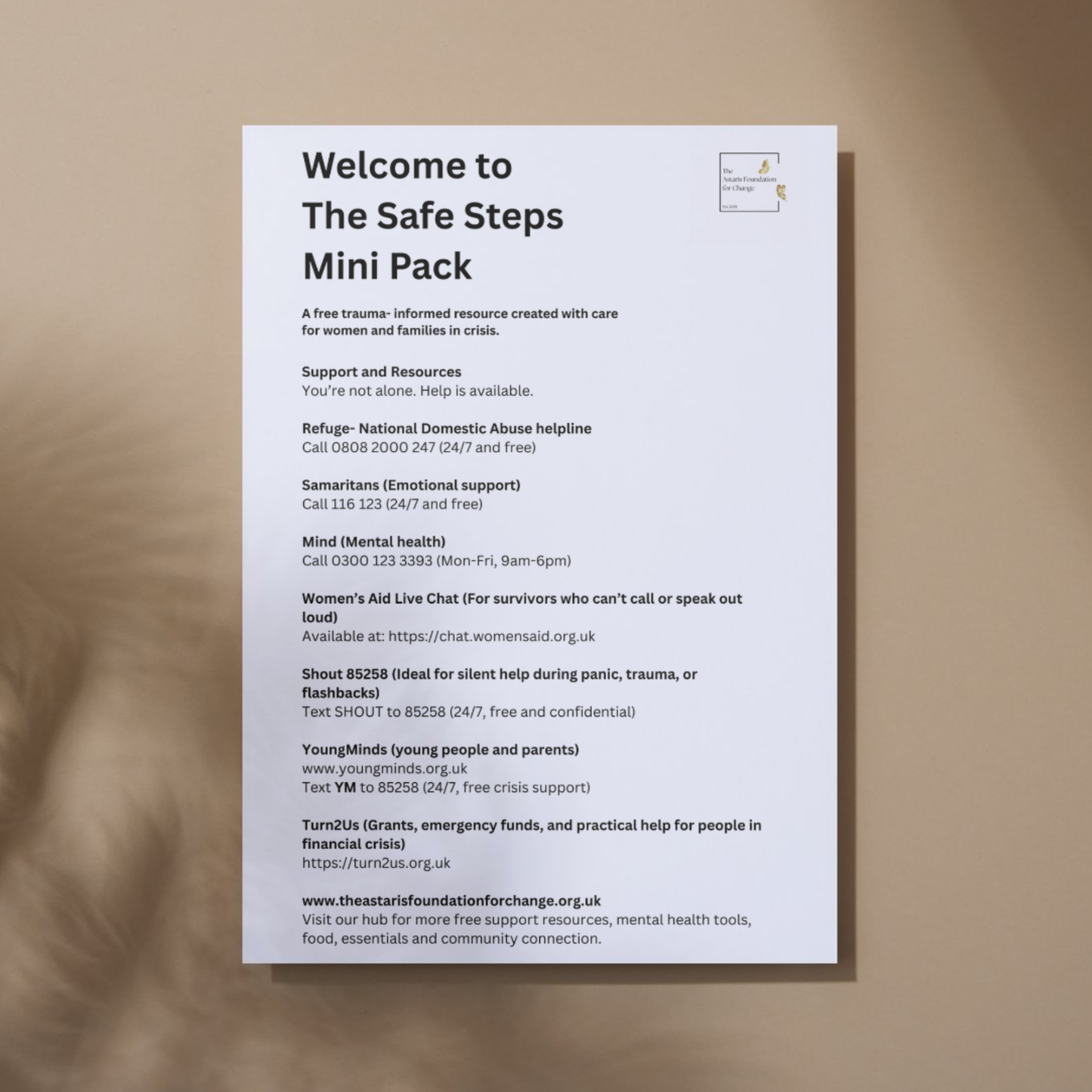 This image shows page 6 of our free digital download 'Safe Steps'. This download is a mini pack covering creating calming routines. It is free to download and print and is available to the general public and businesses.