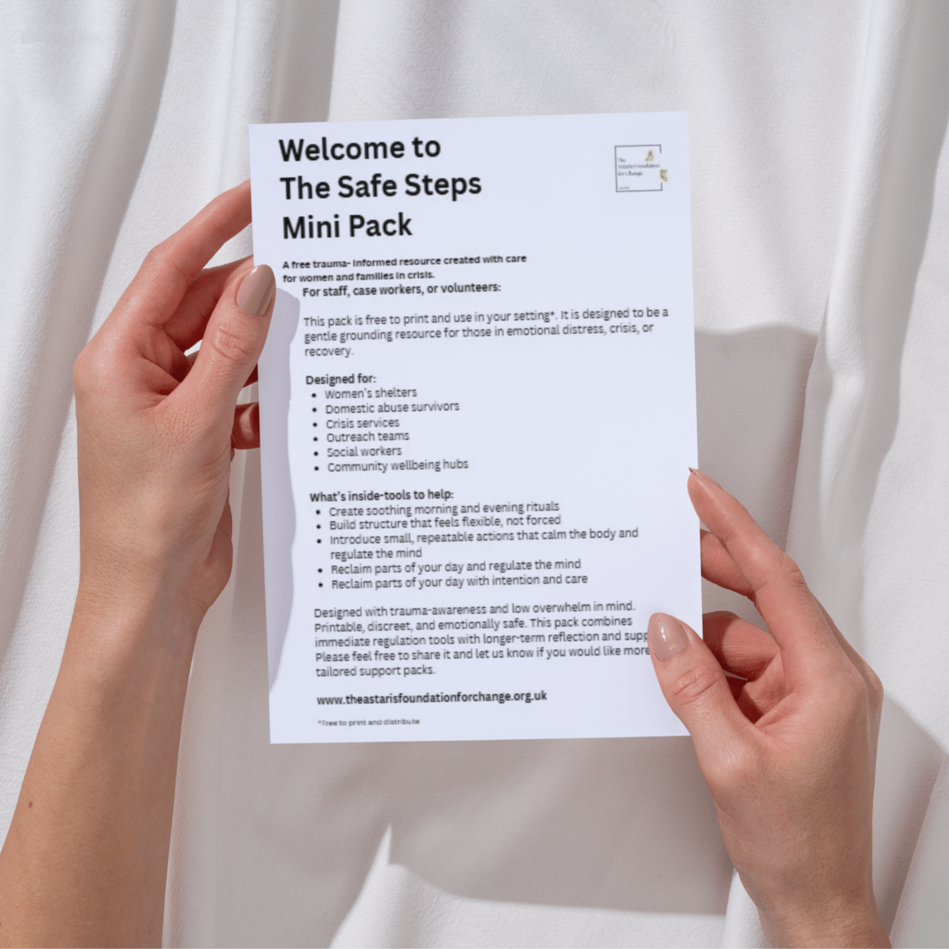 This image shows the service letter from our free digital download 'Safe Steps'. This letter is for staff, case workers and volunteers.